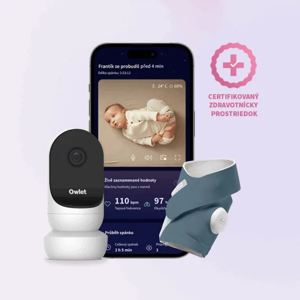 Owlet Dream Duo - Inteligentná ponožka so zdravotníckou certifikáciou Owlet Dream Sock<sup>TM</sup> (Modrá) & kamera Owlet Cam<sup>TM</sup> 2 (Biela)