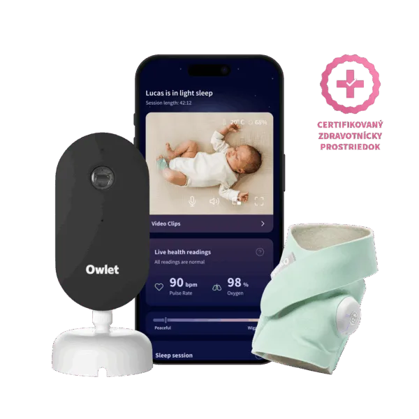 Owlet Dream Duo™ (3. generace) - Owlet Dream SockTM – Chytrá ponožka so zdravotníckou certifikáciou 0-18 mesiacov (Svetlo zelená) + Owlet Dream Sight™