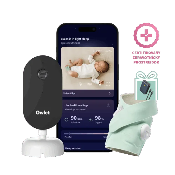 Owlet Dream Duo™ (3. generace) - Owlet Dream SockTM – Chytrá ponožka so zdravotníckou certifikáciou 0-18 mesiacov (Svetlo zelená) + Owlet Dream Sight™